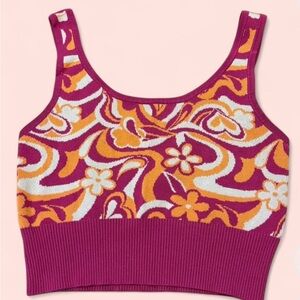 Garage Red and Orange Ribbed Crop Tank Top